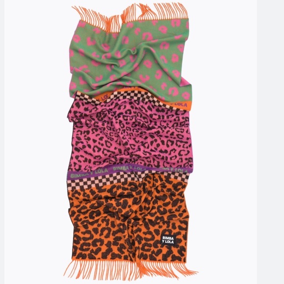 BIMBA Y LOLA XL Winter SCARF leopard print pink and orange - Sold Out - Picture 7 of 15
